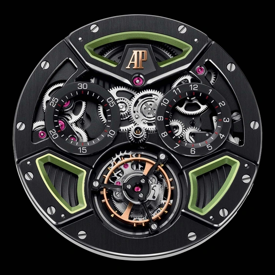 Audemars Piguet Watch For Men - Royal Oak Offshore Selfwinding Flying Tourbillon Chronograph, Black Ceramic, Black-Green Dial