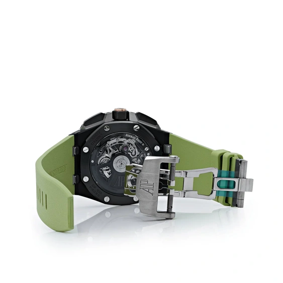 Audemars Piguet Watch For Men - Royal Oak Offshore Selfwinding Flying Tourbillon Chronograph, Black Ceramic, Black-Green Dial