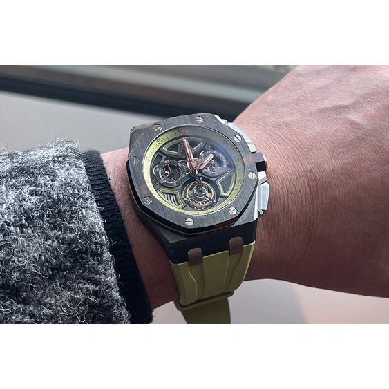 Audemars Piguet Watch For Men - Royal Oak Offshore Selfwinding Flying Tourbillon Chronograph, Black Ceramic, Black-Green Dial