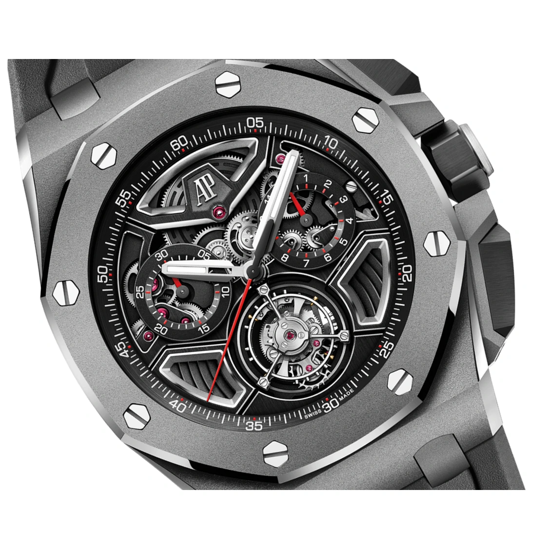 Audemars Piguet Watch For Men - Royal Oak Offshore Selfwinding Flying Tourbillon Chronograph, Titanium, Green Dial
