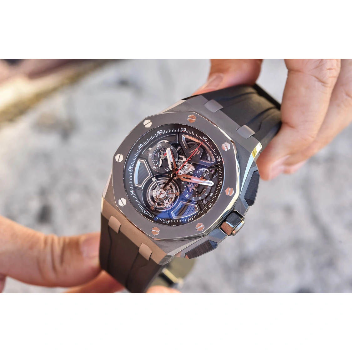 Audemars Piguet Watch For Men - Royal Oak Offshore Selfwinding Flying Tourbillon Chronograph, Titanium, Green Dial