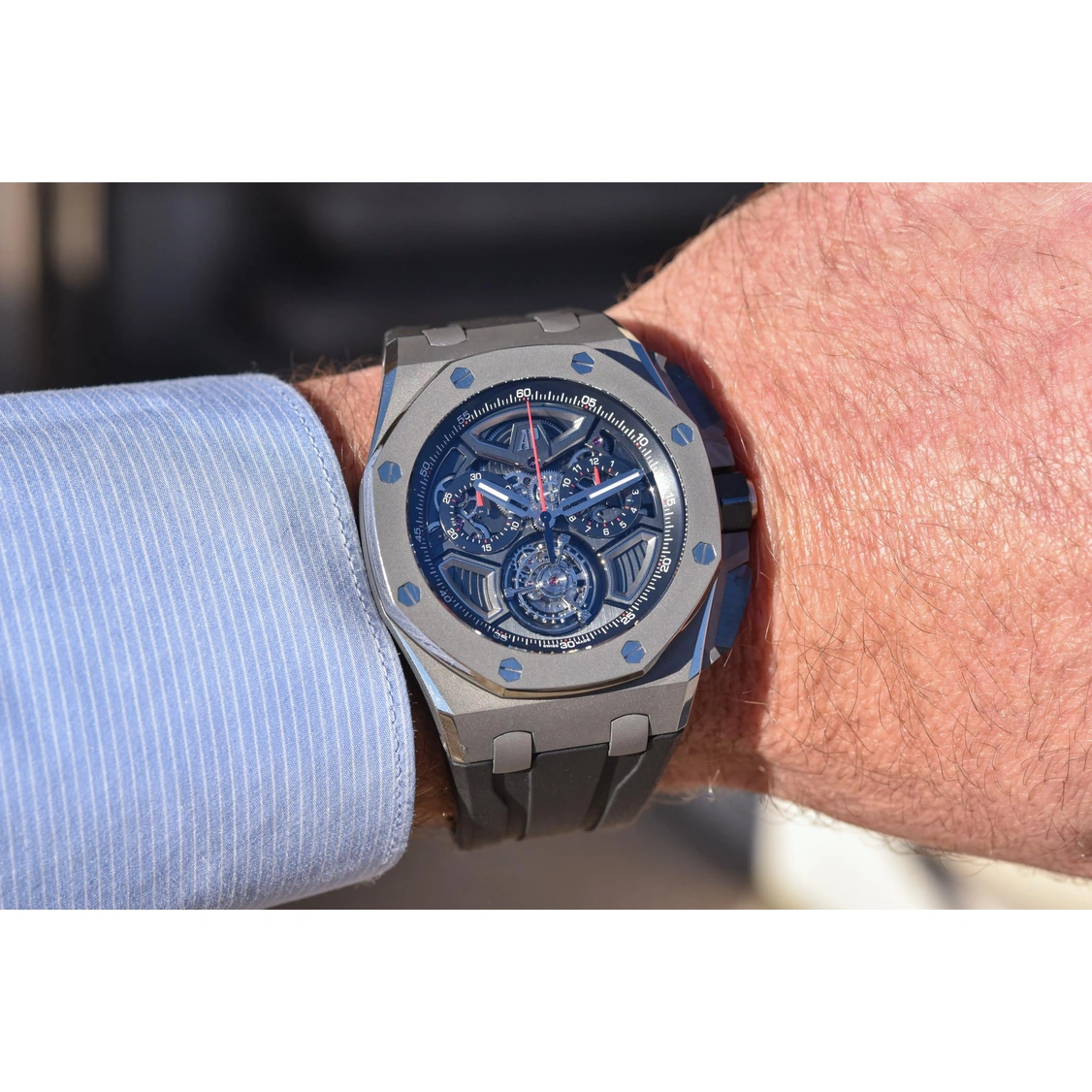 Audemars Piguet Watch For Men - Royal Oak Offshore Selfwinding Flying Tourbillon Chronograph, Titanium, Green Dial