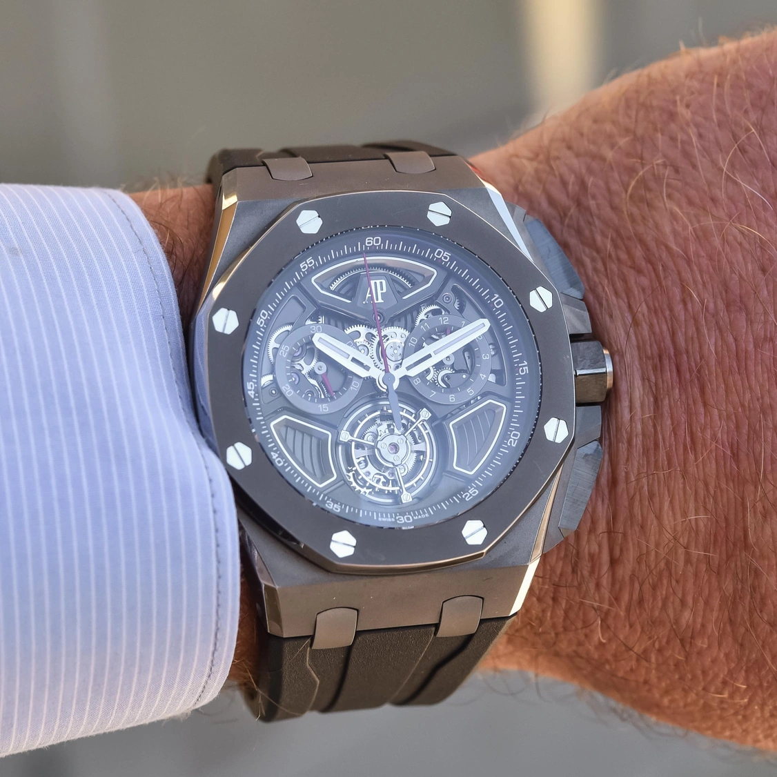 Audemars Piguet Watch For Men - Royal Oak Offshore Selfwinding Flying Tourbillon Chronograph, Titanium, Green Dial