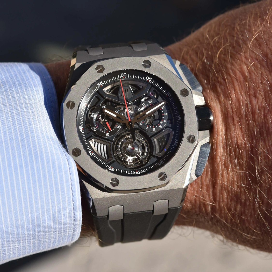 Audemars Piguet Watch For Men - Royal Oak Offshore Selfwinding Flying Tourbillon Chronograph, Titanium, Green Dial