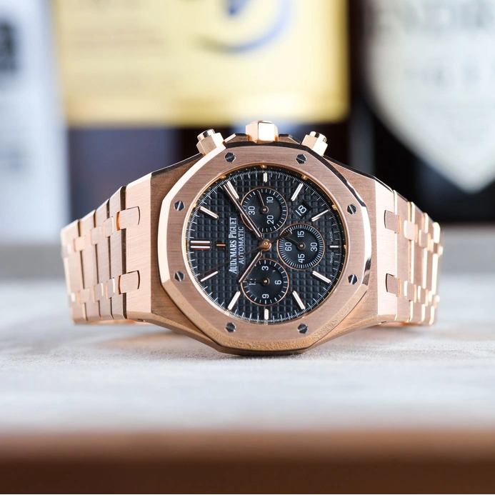 Audemars Piguet Watch For Men - Royal Oak Selfwinding Chronograph, Rose Gold, Black Dial