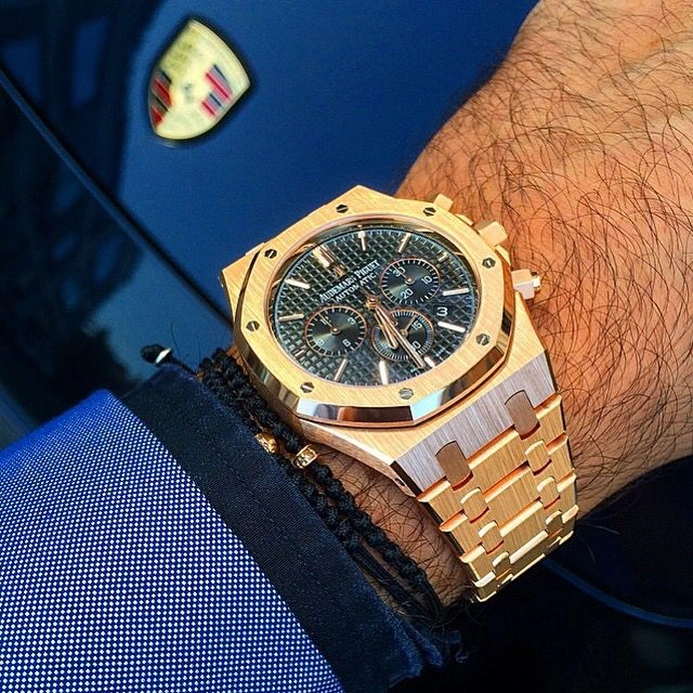 Audemars Piguet Watch For Men - Royal Oak Selfwinding Chronograph, Rose Gold, Black Dial