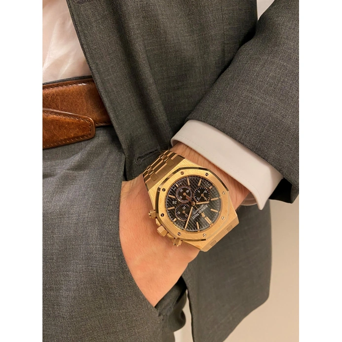 Audemars Piguet Watch For Men - Royal Oak Selfwinding Chronograph, Rose Gold, Black Dial