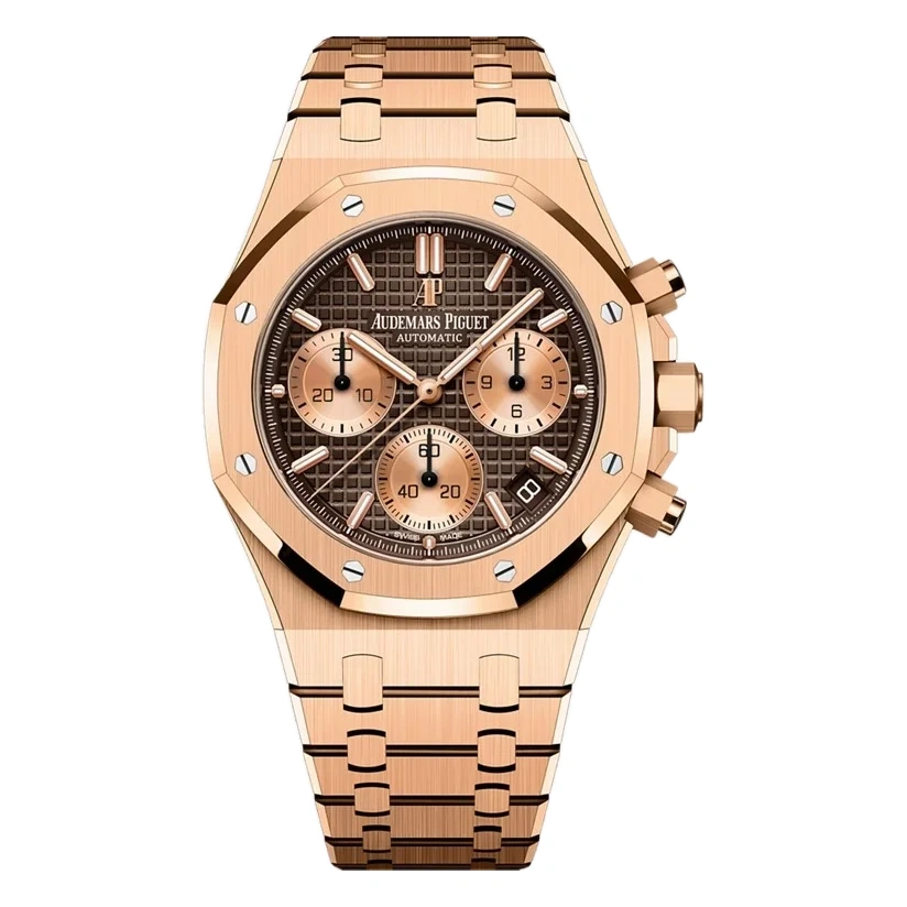Audemars Piguet Watch For Men - Royal Oak Selfwinding Chronograph, Rose Gold, Brown Dial