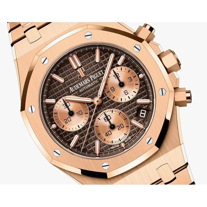Audemars Piguet Watch For Men - Royal Oak Selfwinding Chronograph, Rose Gold, Brown Dial