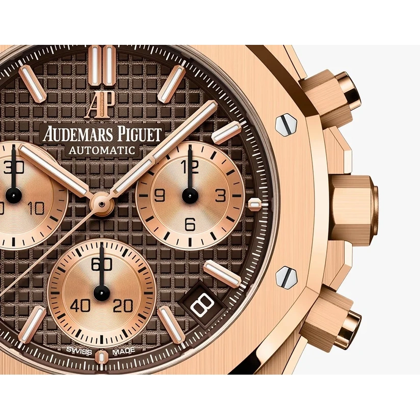 Audemars Piguet Watch For Men - Royal Oak Selfwinding Chronograph, Rose Gold, Brown Dial on Alligator Strap
