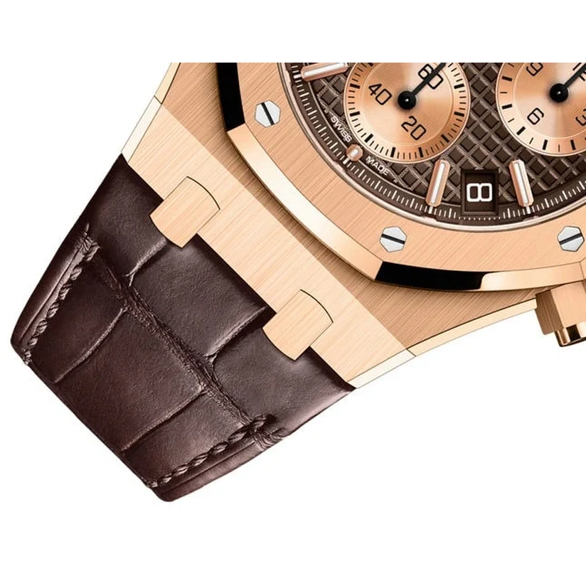 Audemars Piguet Watch For Men - Royal Oak Selfwinding Chronograph, Rose Gold, Brown Dial on Alligator Strap
