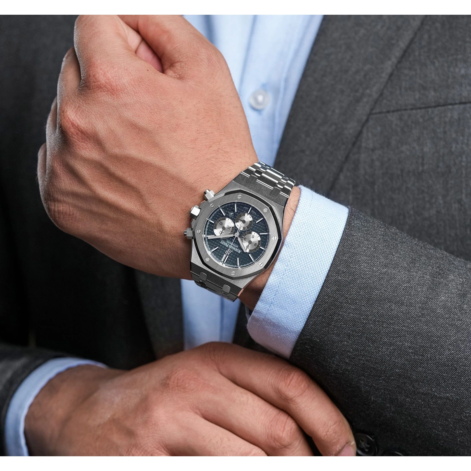 Audemars Piguet Watch For Men - Royal Oak Selfwinding Chronograph, Steel, Blue Dial