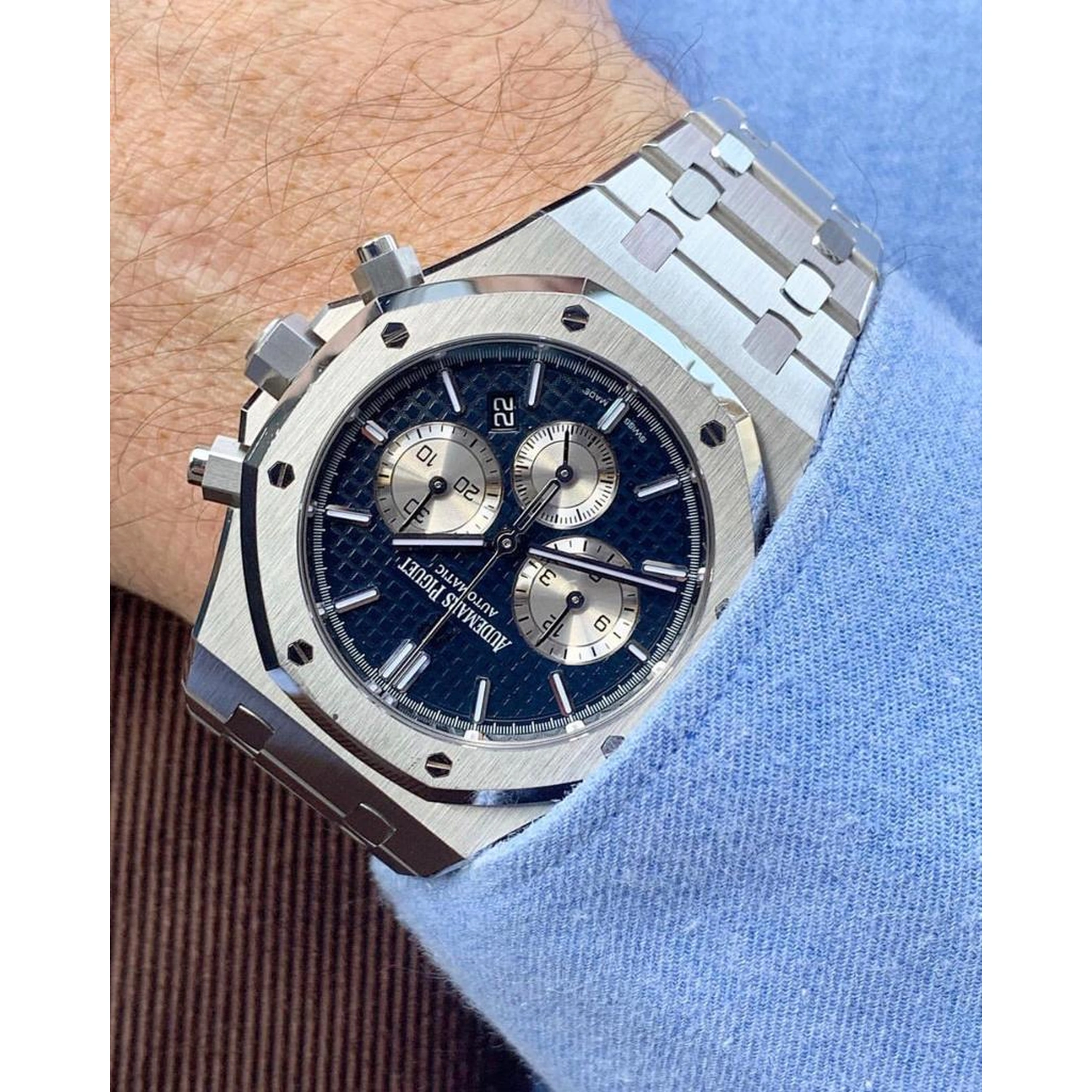 Audemars Piguet Watch For Men - Royal Oak Selfwinding Chronograph, Steel, Blue Dial