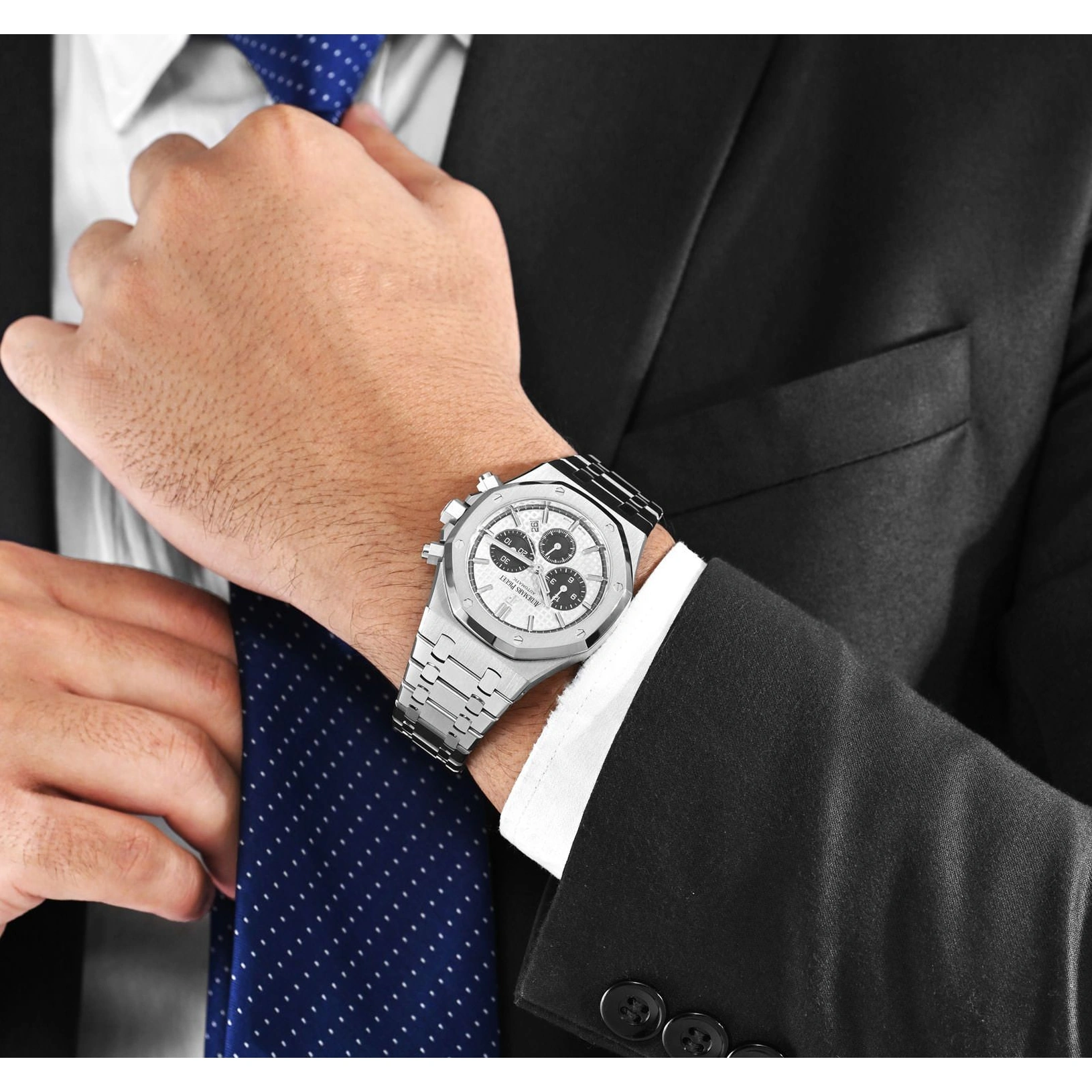 Audemars Piguet Watch For Men - Royal Oak Selfwinding Chronograph, Steel, Silver-Black Two-Tone Dial