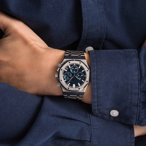 Audemars Piguet Watch For Men - Royal Oak Selfwinding Chronograph, Steel, “Bleu Nuit, Nuage 50” Dial