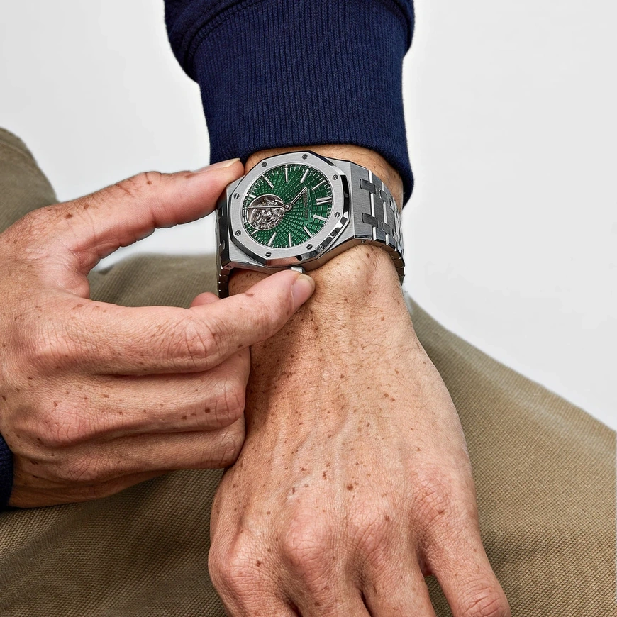 Audemars Piguet Watch For Men - Royal Oak Selfwinding Flying Tourbillon, Titanium, Green Dial