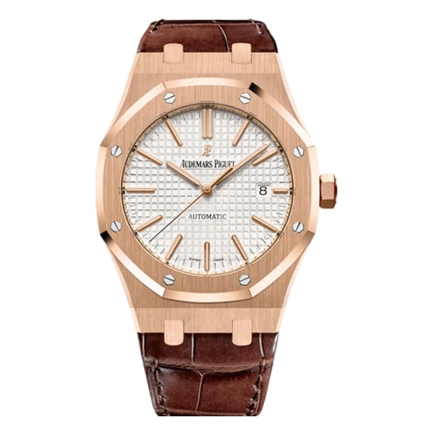 Audemars Piguet Watch For Men - Royal Oak Selfwinding, 41 mm, Rose Gold, Black Dial on Alligator Strap
