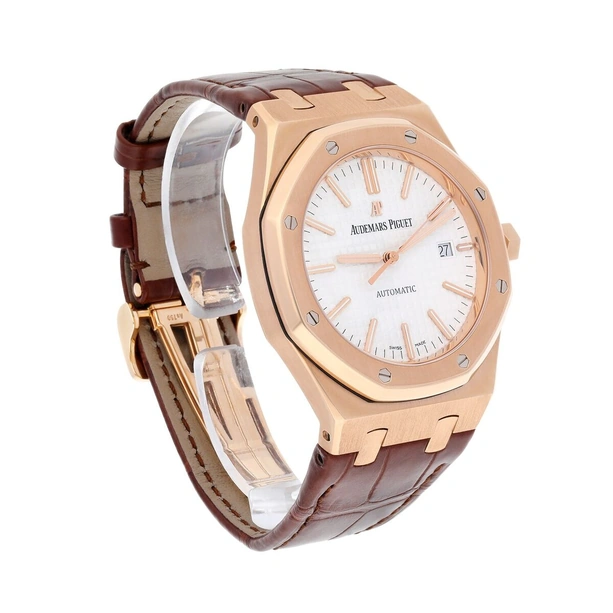Audemars Piguet Watch For Men - Royal Oak Selfwinding, 41 mm, Rose Gold, Black Dial on Alligator Strap