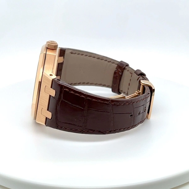 Audemars Piguet Watch For Men - Royal Oak Selfwinding, 41 mm, Rose Gold, Black Dial on Alligator Strap