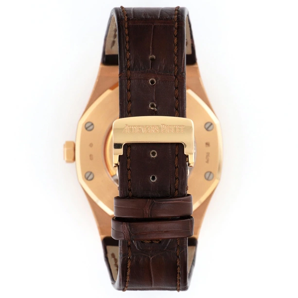 Audemars Piguet Watch For Men - Royal Oak Selfwinding, 41 mm, Rose Gold, Black Dial on Alligator Strap