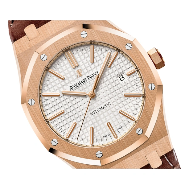 Audemars Piguet Watch For Men - Royal Oak Selfwinding, 41 mm, Rose Gold, Black Dial on Alligator Strap