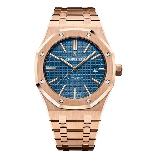 Audemars Piguet Watch For Men - Royal Oak Selfwinding, 41 mm, Rose Gold, Blue Dial