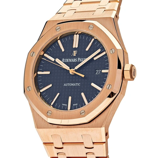 Audemars Piguet Watch For Men - Royal Oak Selfwinding, 41 mm, Rose Gold, Blue Dial