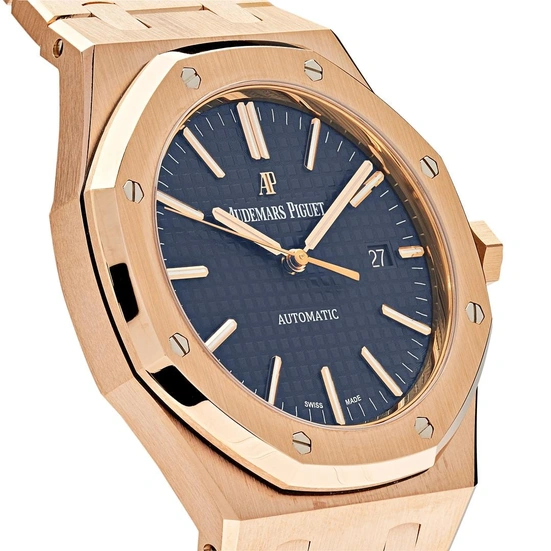 Audemars Piguet Watch For Men - Royal Oak Selfwinding, 41 mm, Rose Gold, Blue Dial
