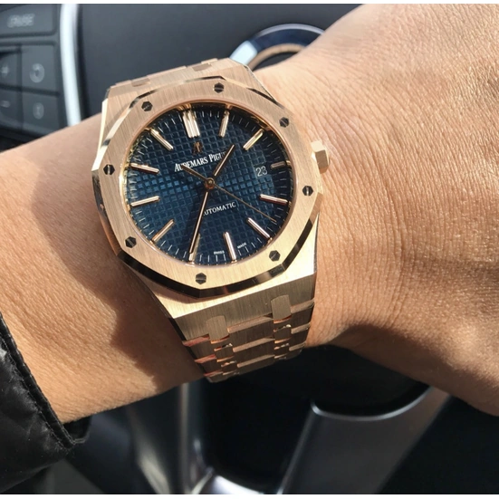 Audemars Piguet Watch For Men - Royal Oak Selfwinding, 41 mm, Rose Gold, Blue Dial