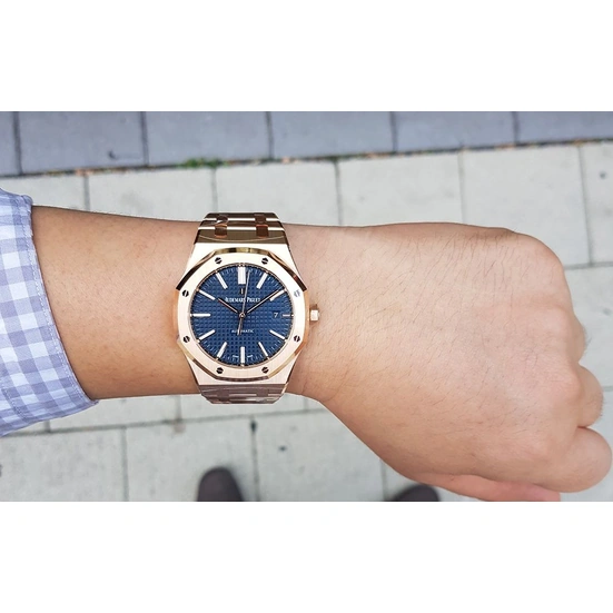 Audemars Piguet Watch For Men - Royal Oak Selfwinding, 41 mm, Rose Gold, Blue Dial
