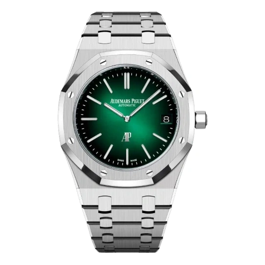 Audemars Piguet Watch For Men - Royal Oak “Jumbo” Extra-Thin “50th Anniversary”, Platinum, Smoked Green Dial