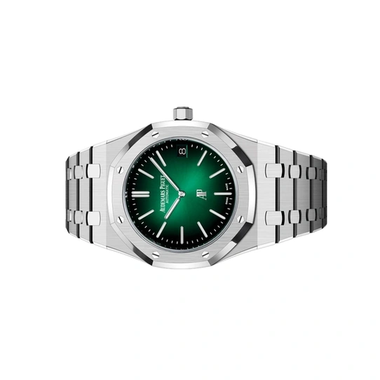 Audemars Piguet Watch For Men - Royal Oak “Jumbo” Extra-Thin “50th Anniversary”, Platinum, Smoked Green Dial