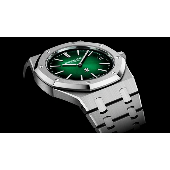 Audemars Piguet Watch For Men - Royal Oak “Jumbo” Extra-Thin “50th Anniversary”, Platinum, Smoked Green Dial