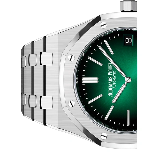 Audemars Piguet Watch For Men - Royal Oak “Jumbo” Extra-Thin “50th Anniversary”, Platinum, Smoked Green Dial