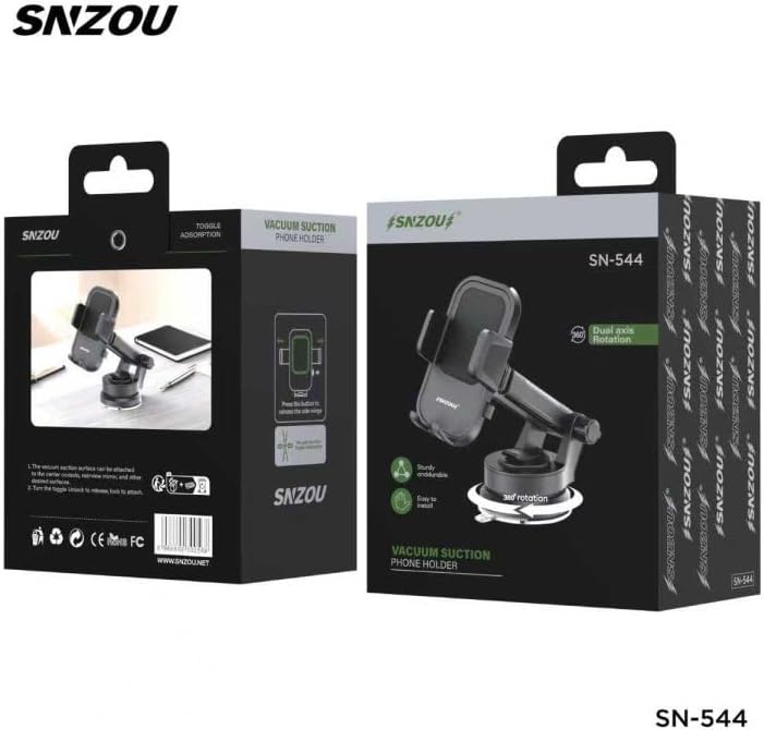 Snzou SN-544 Vacuum Suction Phone Holder Sturdy and Durable Design - Black