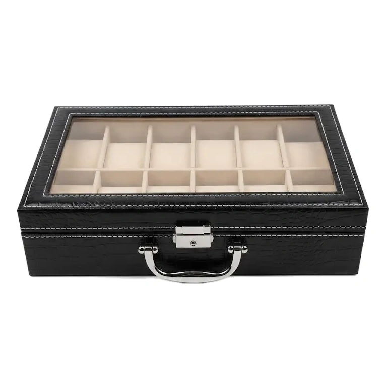 12-Slots Black Leather Watch Hand Case