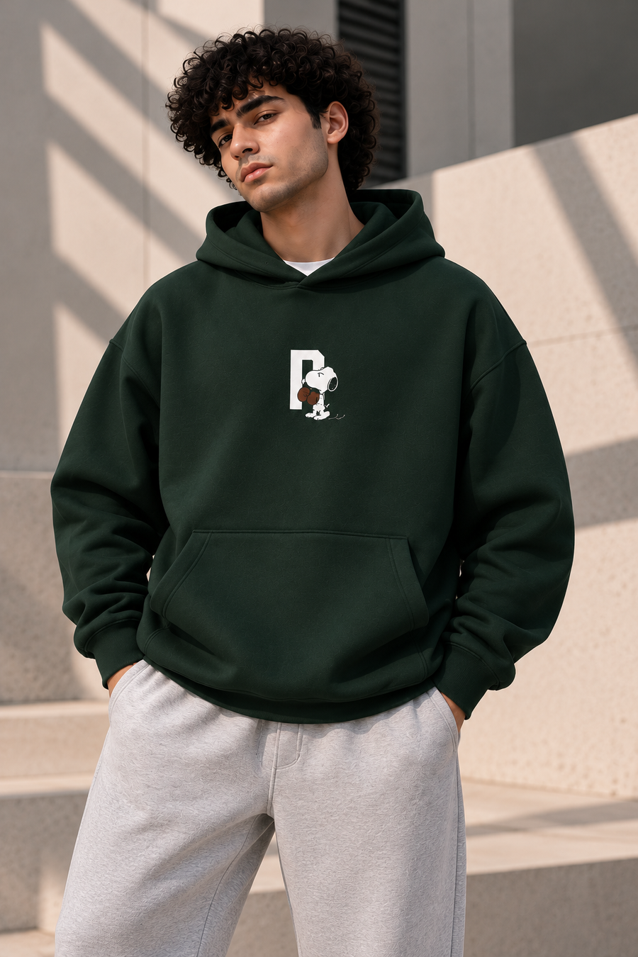 Peanuts Oversized Hoodie – Dark Green 