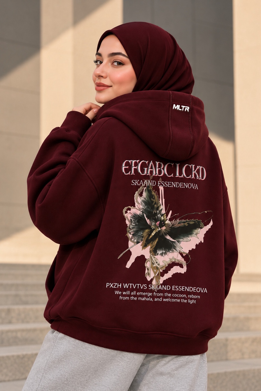 REBIRTH Oversized Hoodie – Burgundy