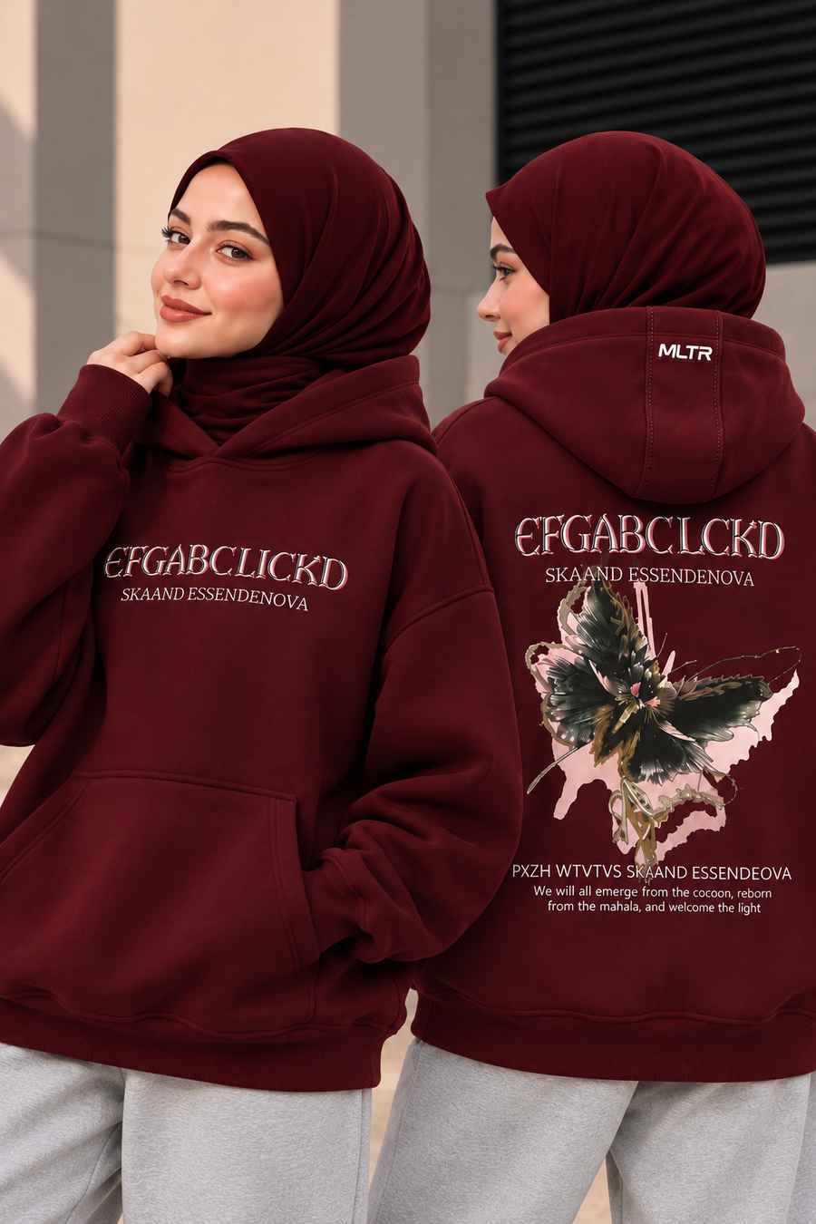 REBIRTH Oversized Hoodie – Burgundy
