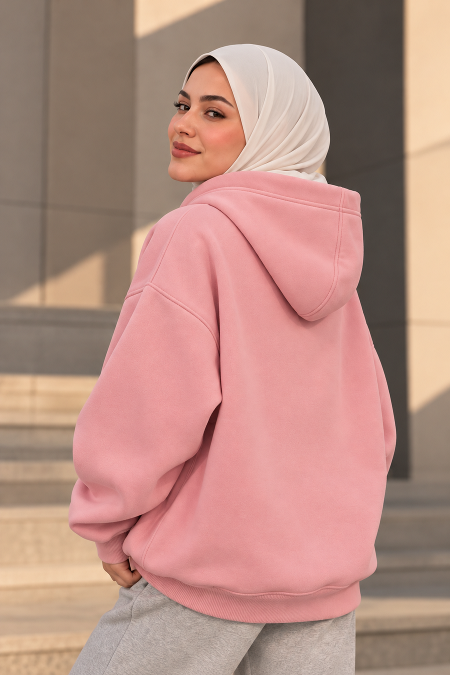 Bow Oversized Hoodie – Baby Rose