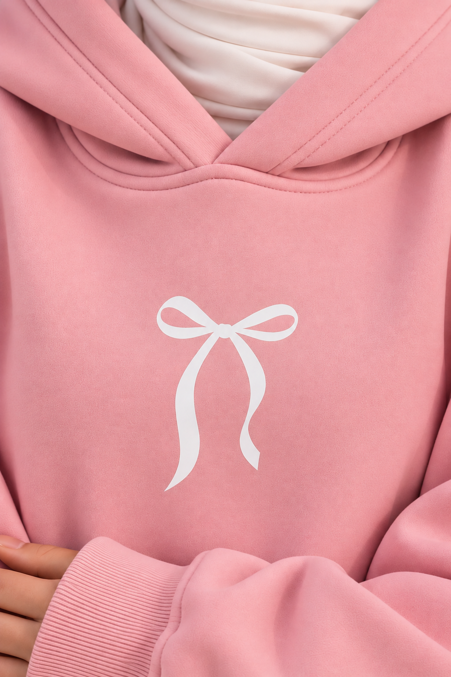 Bow Oversized Hoodie – Baby Rose