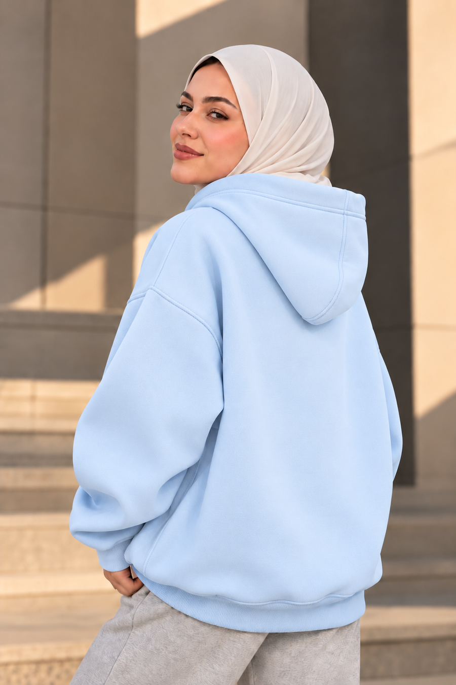 Bow Oversized Hoodie – Baby Blue