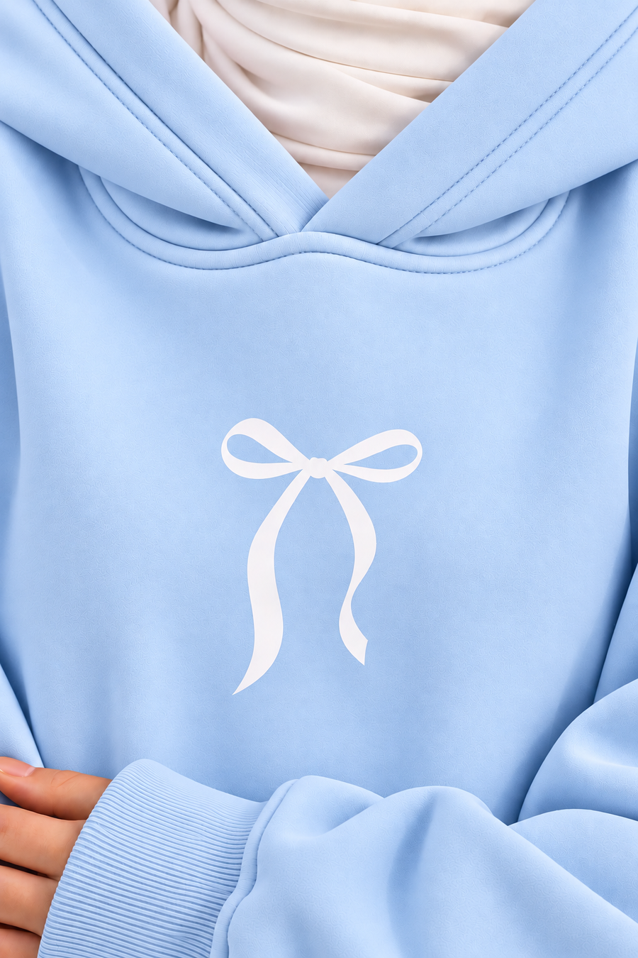 Bow Oversized Hoodie – Baby Blue