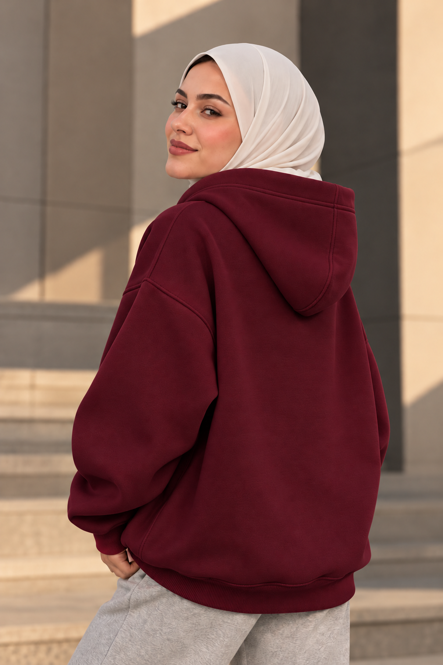 MLTR Bow Detail Oversized Hoodie – Burgundy