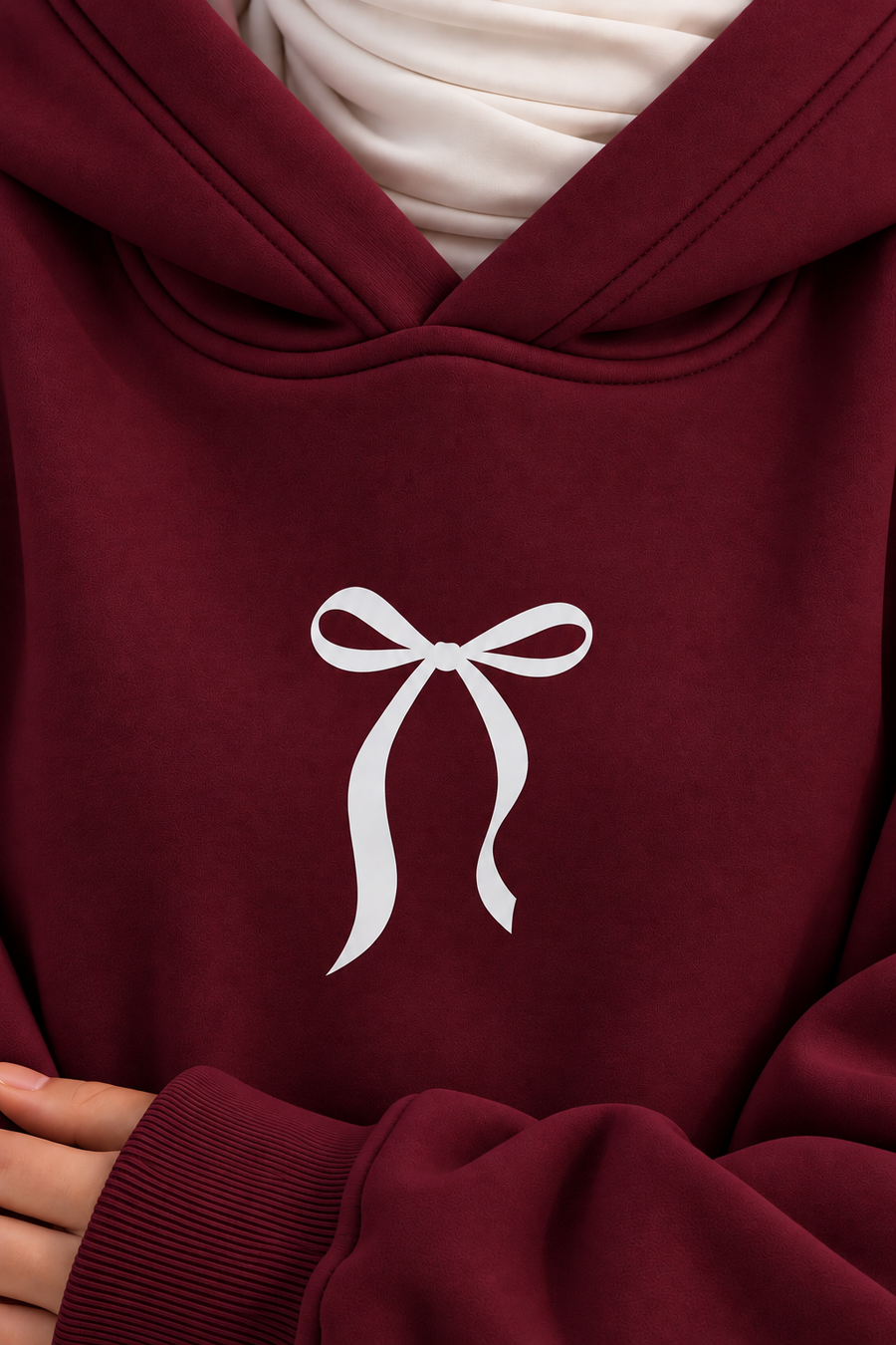 MLTR Bow Detail Oversized Hoodie – Burgundy