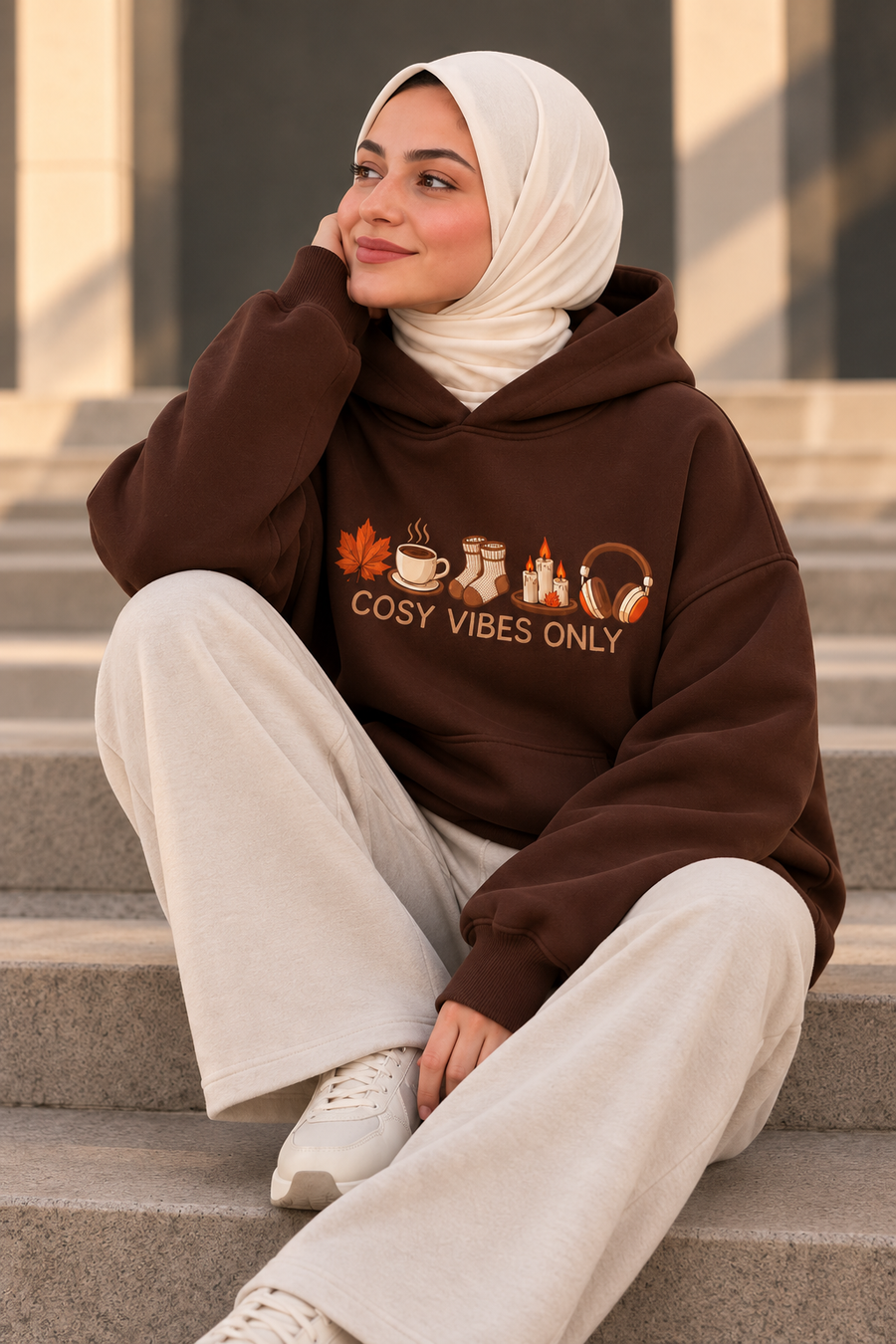 COSY VIBES Oversized Hoodie – Chocolate Brown