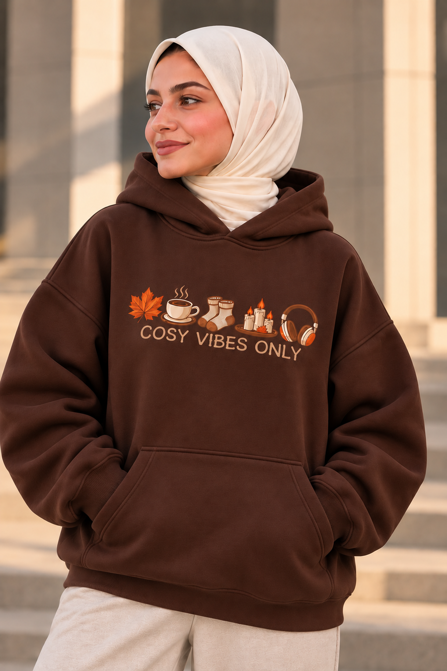 COSY VIBES Oversized Hoodie – Chocolate Brown