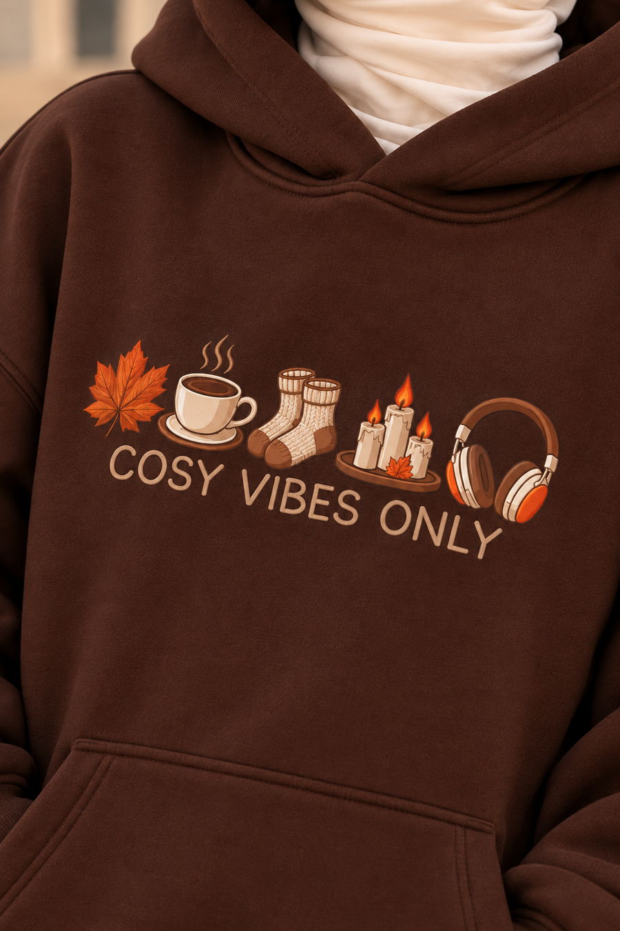 COSY VIBES Oversized Hoodie – Chocolate Brown