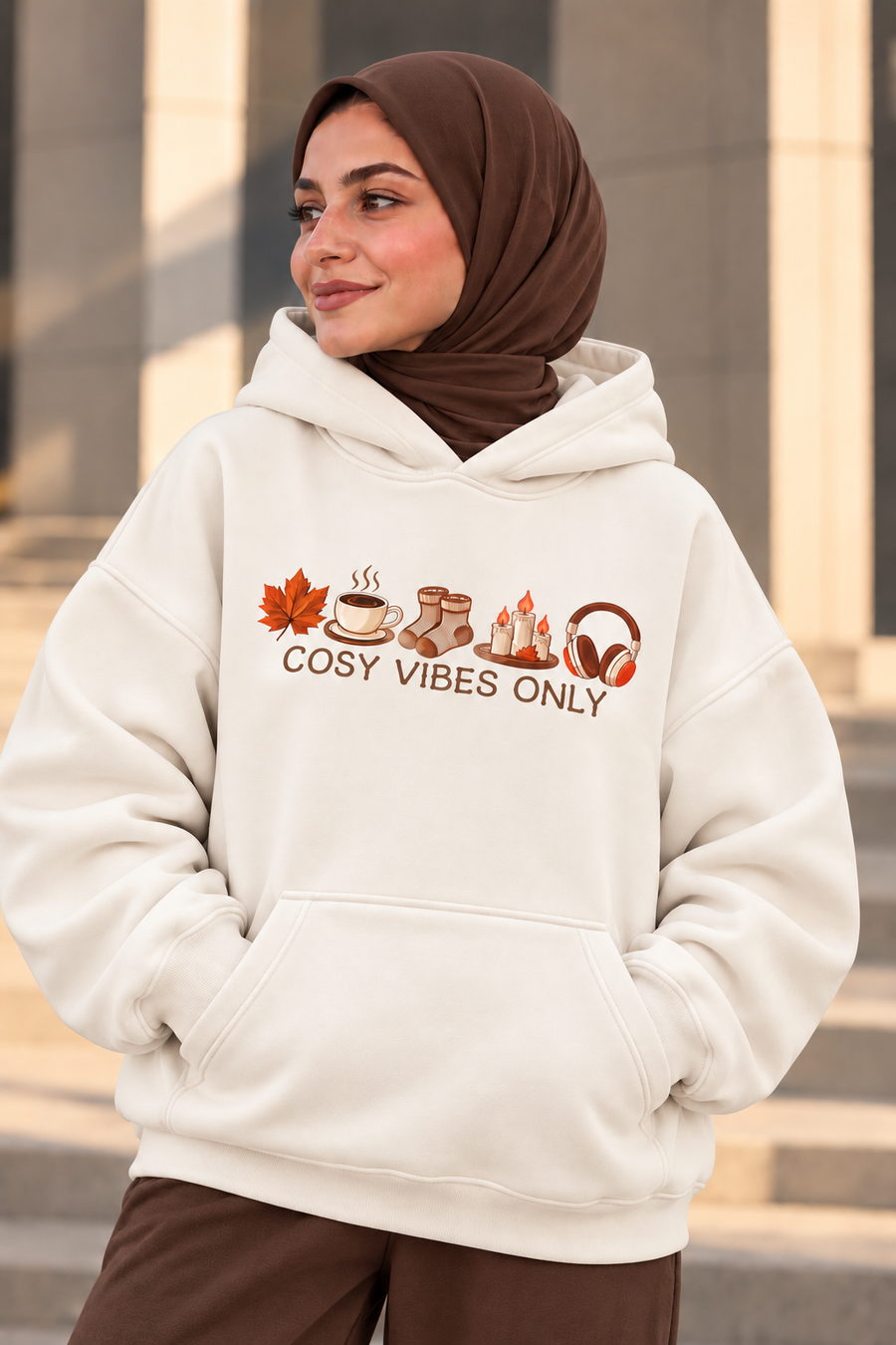 COSY VIBES Oversized Hoodie – Off White