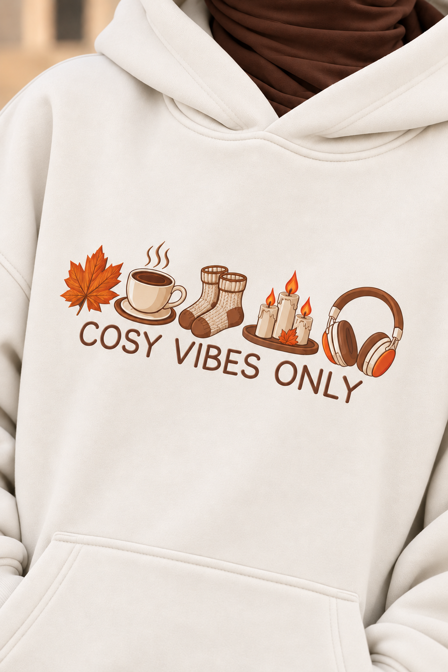 COSY VIBES Oversized Hoodie – Off White
